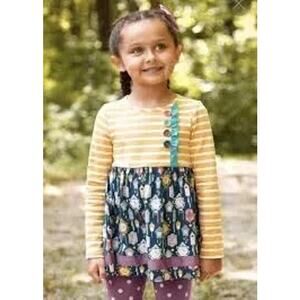 Matilda Jane Wonderment Time for Fun Tunic Top Size 2 Yellow Stripe Clock Print